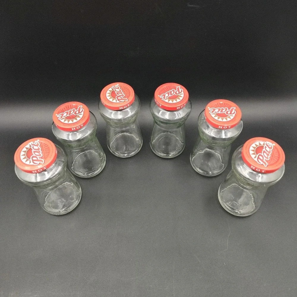 Set-6‎ Bottles Lids 16 Oz Jars Clean Glass Caps Reusable Empty Pace Picante📏📸